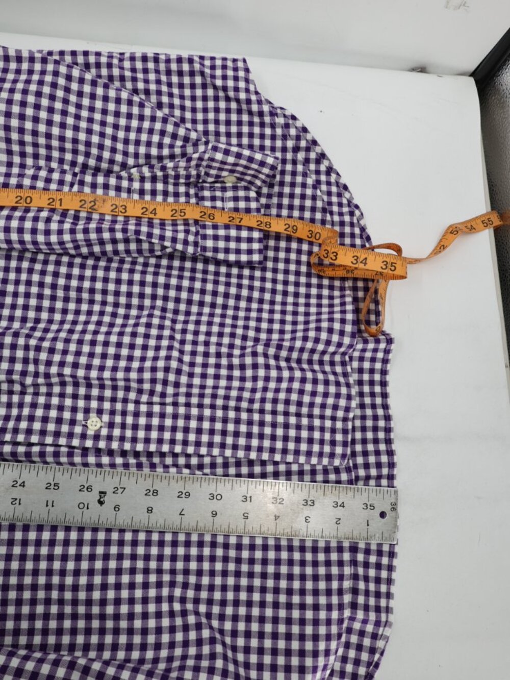 Ralph Lauren Shirt Mens 2XLT Stretch Oxford Check Long Sleeve Flesh pony purple - Picture 7 of 13